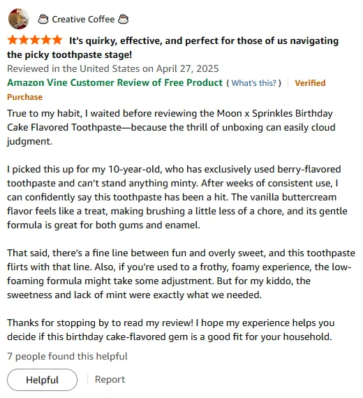 My kid loves this gentle birthday cake toothpaste