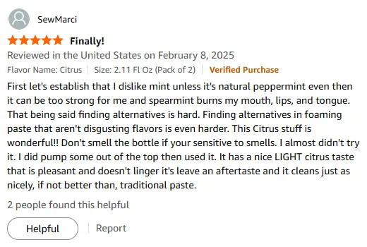 I Love This Gentle Citrus Foaming Toothpaste