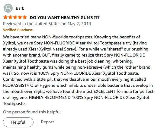 My Best Natural Non-Fluoride Toothpaste: Spry Xylitol