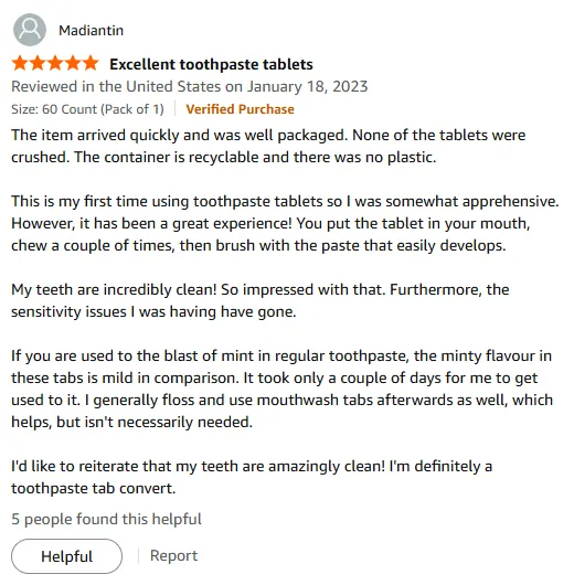 My Teeth Are Amazingly Clean with Chomp Toothpaste Tabs