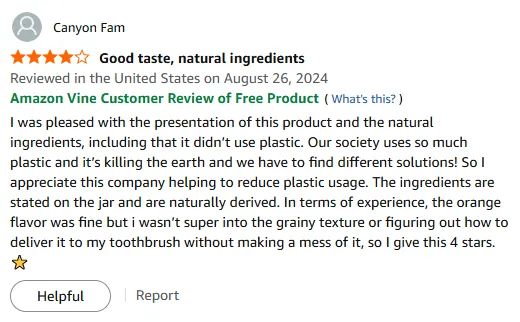 I love this organic plastic-free tooth powder
