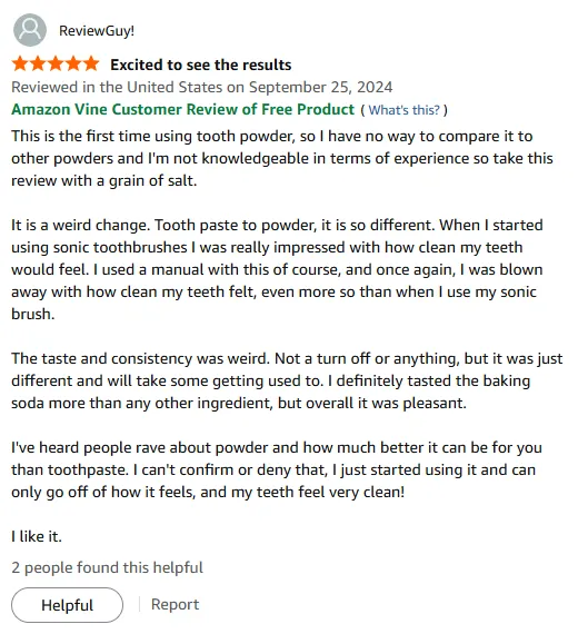 I'm Amazed by Tooth Powder's Clean Feel