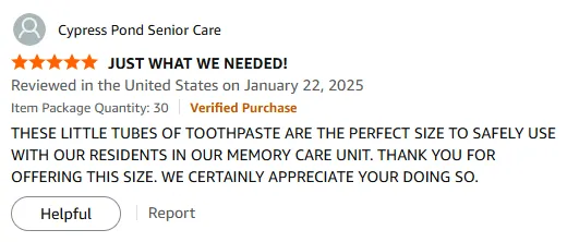 Perfect Size Travel Toothpaste for Memory Care