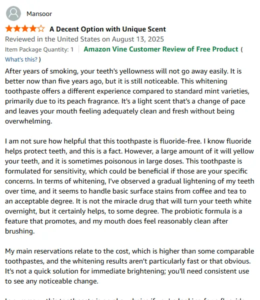 My Gentle Peach Whitening Toothpaste for Sensitive Teeth