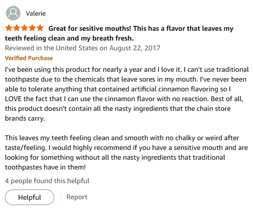 My Cinnamon Toothpaste: Sensitive Mouth Solution